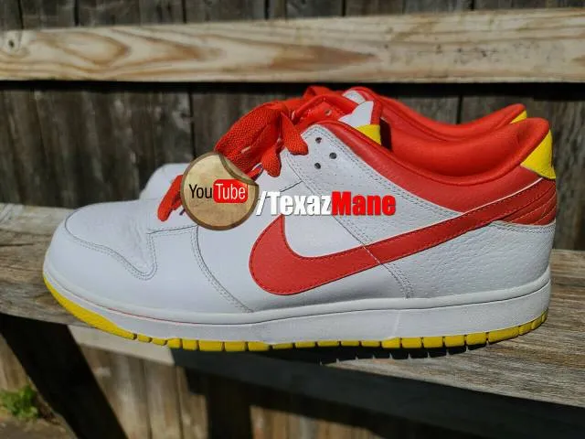 Nike nyx dunk low ronald mcdonald white red tour yellow 330938-161 mens size 13 